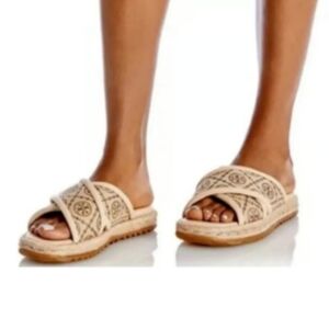 NEW Tory Burch T MonogramCross Espadrille Slide Sandal